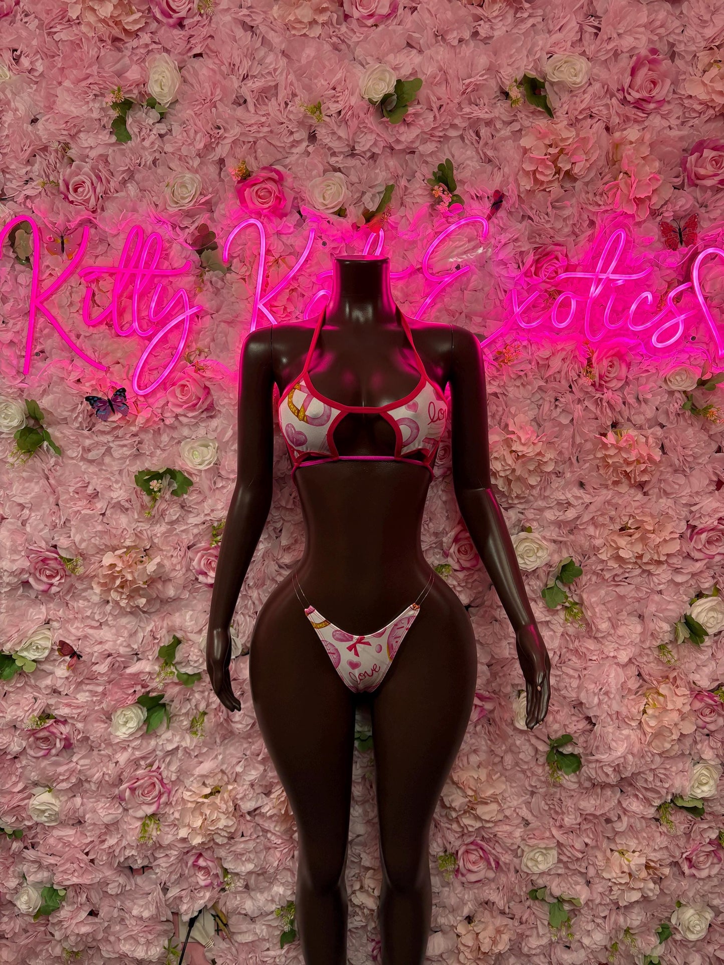 Womens Clothing Valentines Day Two-Piece Bikini  - Sexy Hearts Romantic Outfit for Date Night - Cute Gift for Her