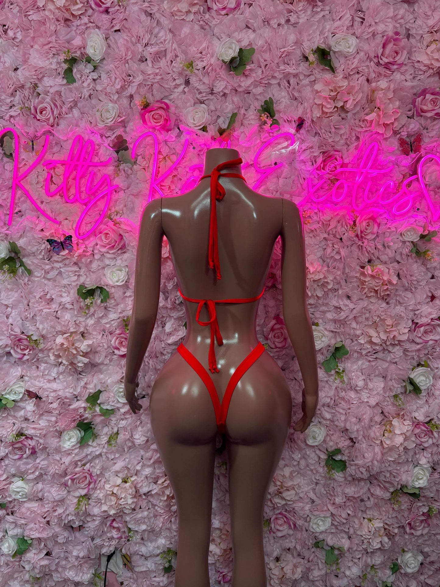 Valentines Day Sexy Lingerie Costume  Red Bikini  Romantic Dancewear Outfit  Exotic Dancer & Bottle Girl Set