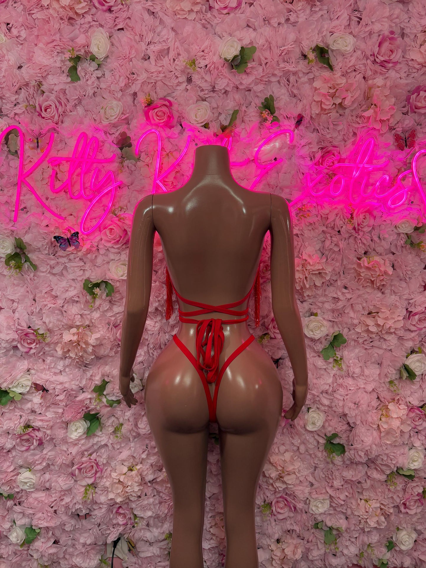 Rave Outfit Two Piece Red Fringe Dancewear Ravewear Exoticwear