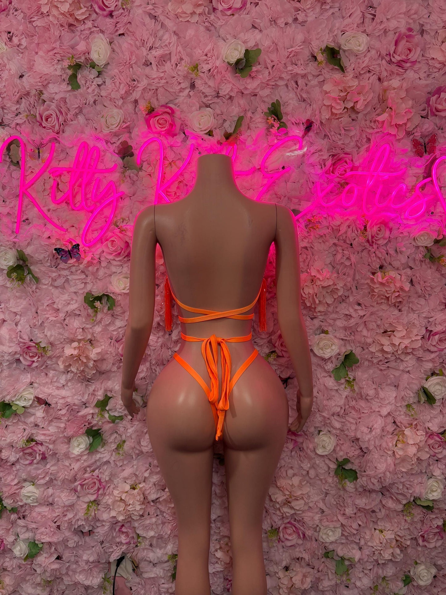 Rave Outfit Two Piece Orange Fringe Dancewear Ravewear Exoticwear