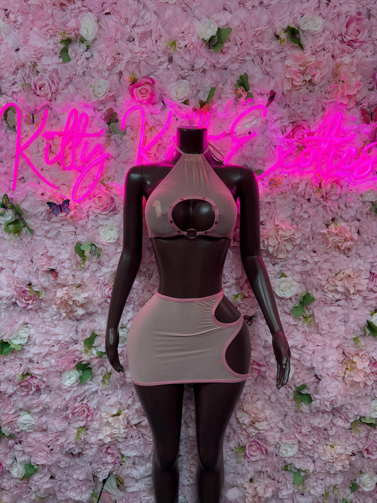 Rave Outfit Two-Piece Pink Mesh Skirt Set  Clubwear, Rave Outfit, Exotic Dancewear, Festival Outfit, Bottlegirl