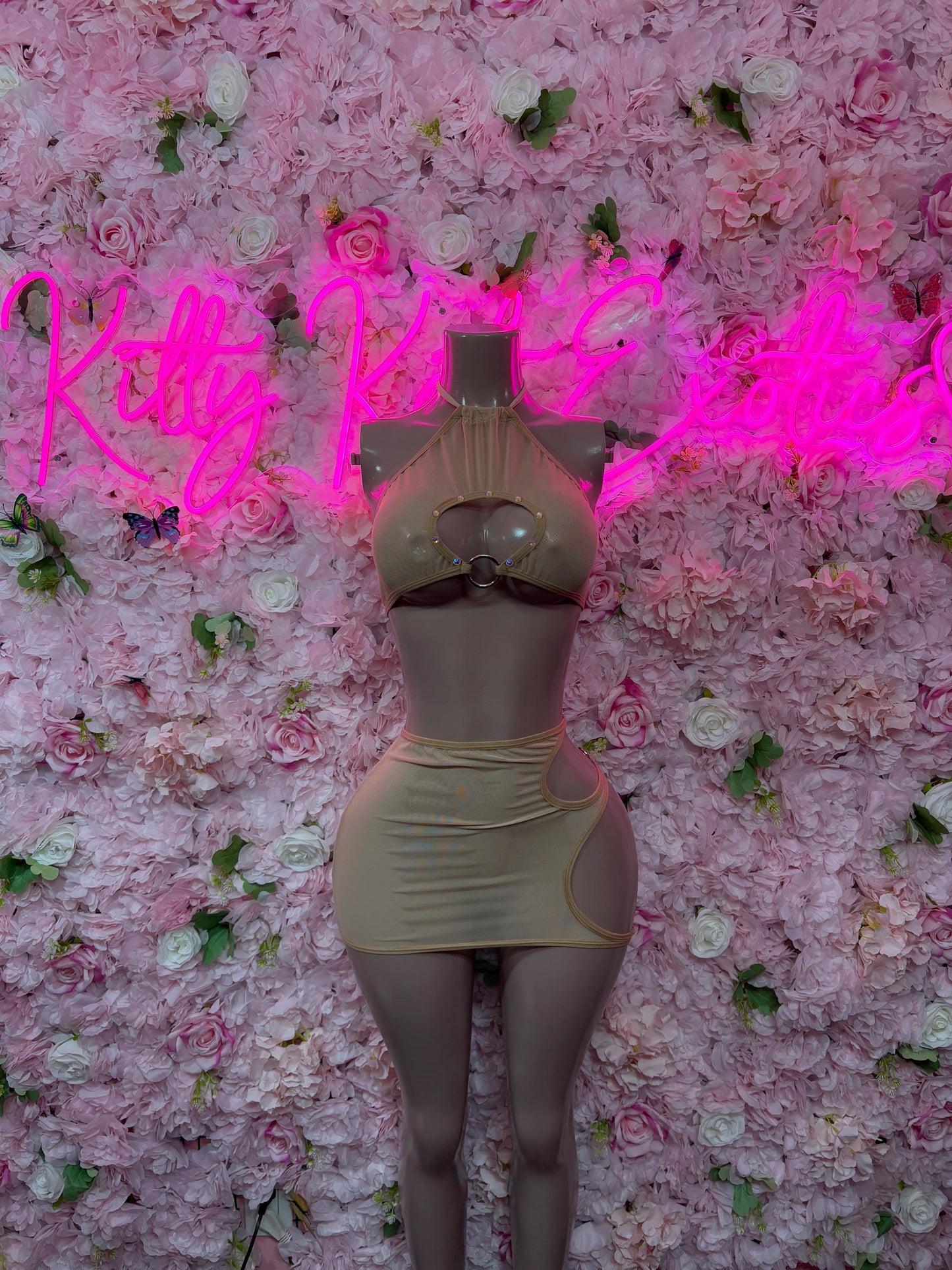 Rave Outfit Two-Piece Brown Mesh Skirt Set  Clubwear, Rave Outfit, Exotic Dancewear, Festival Outfit, Bottlegirl