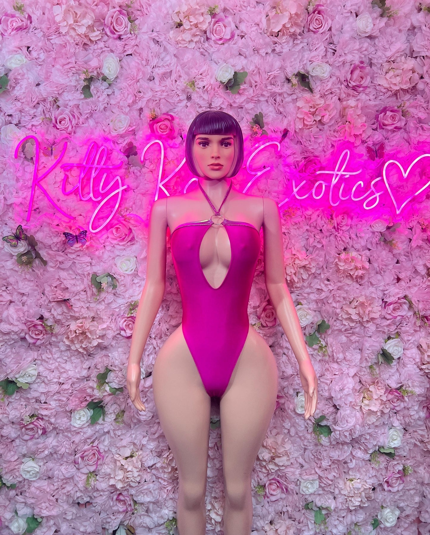 Rave Outfit One Piece Pink  , Bodysuit -  Exotic Dancewear  Elegant and Sexy for Performers, Events, or Special Occasions