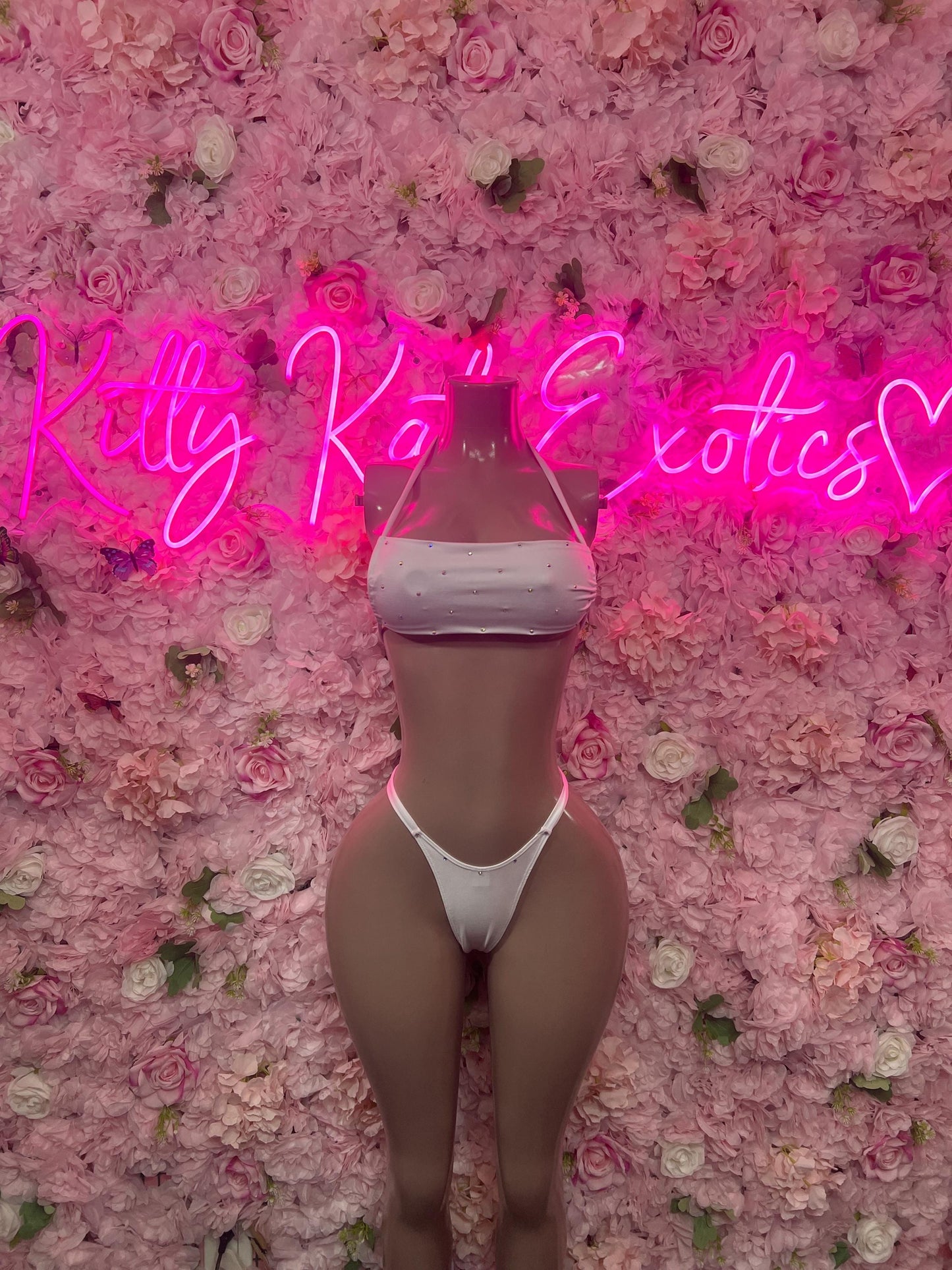 EDC Oufit Bikini Set White Crop Top | Festival Outfit | Sexy Dancewear | Exotic Clubwear | Bottle Girl Outfit