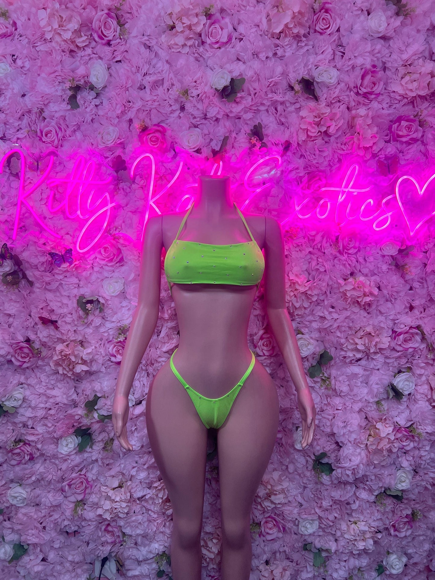 Summer Bikini Set Green  Crop Top | Festival Outfit | Sexy Dancewear | Exotic Clubwear | Bottle Girl Outfit