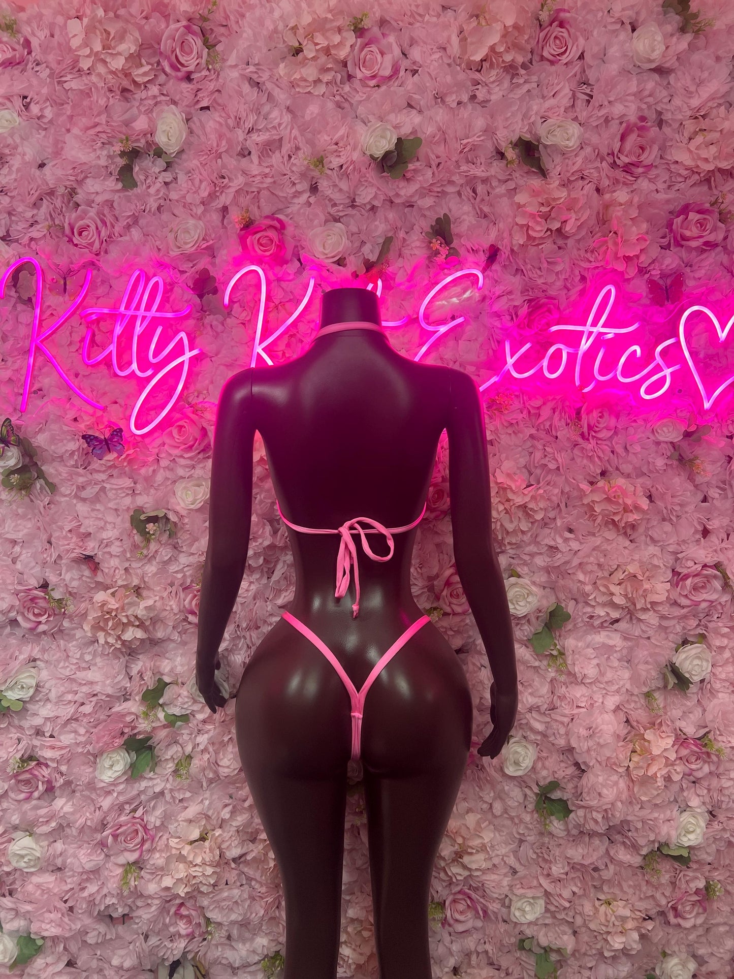 Summer Bikini Set Pink Crop Top | Festival Outfit | Sexy Dancewear | Exotic Clubwear | Bottle Girl Outfit