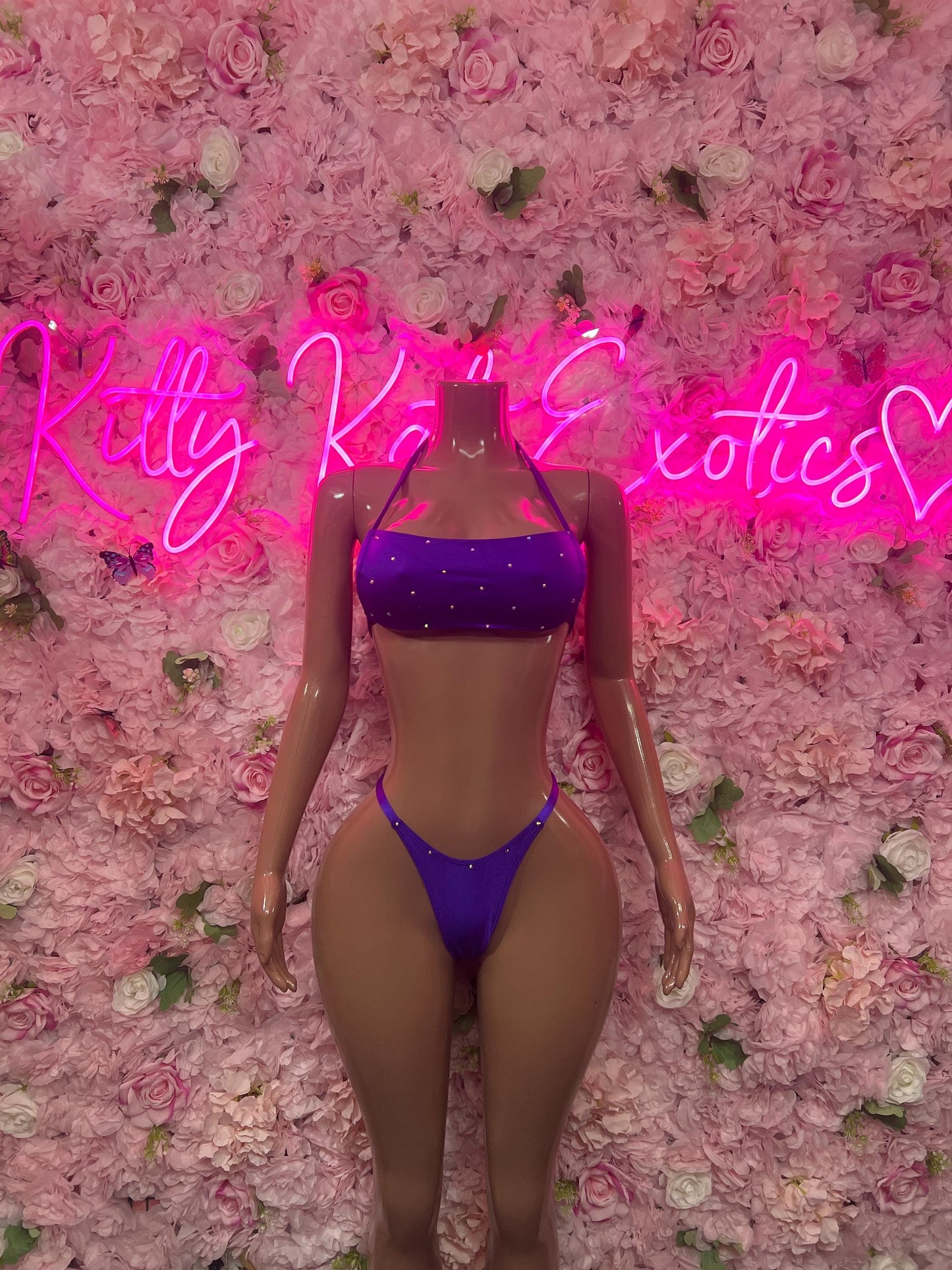 Rave Outfit Bikini Set Purple Crop Top | Festival Outfit | Sexy Dancewear | Exotic Clubwear | Bottle Girl Outfit