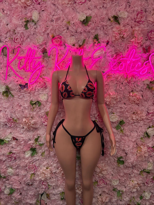 Rave Oufit Two Piece Kisses Bikini -  Exotic Dancewear  Elegant and Sexy for Performers, Events, or Special Occasions