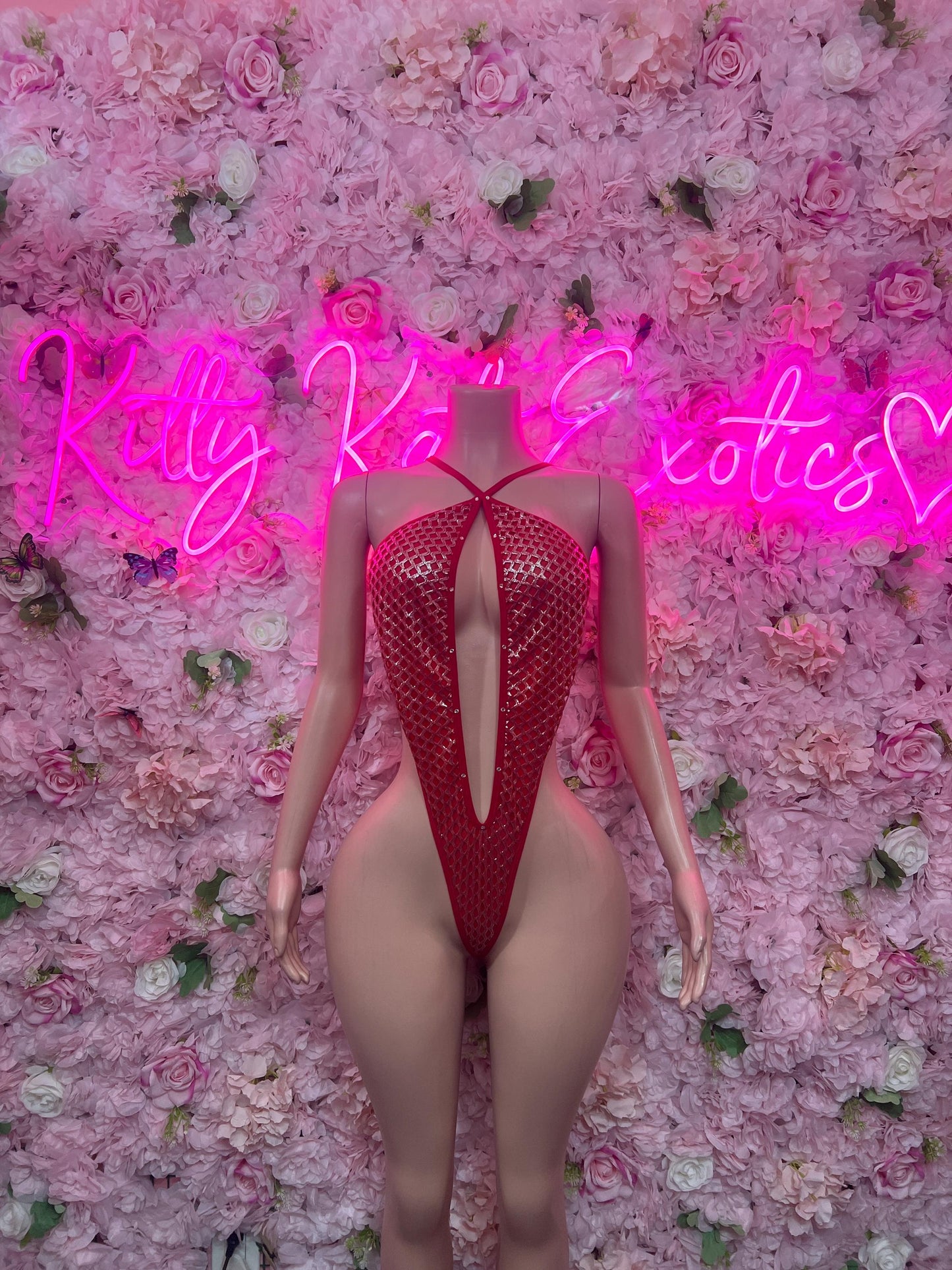 Bartender One Piece Red Bodysuit -  Exotic Dancewear  Elegant and Sexy for Performers, Events, or Special Occasions