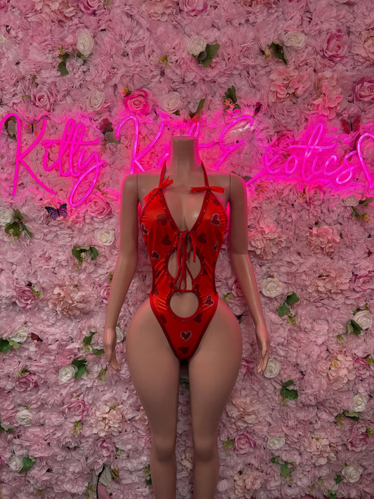 Sexy Bartender One Piece Heart Bodysuit -  Exotic Dancewear  Elegant and Sexy for Performers, Events, or Special Occasions
