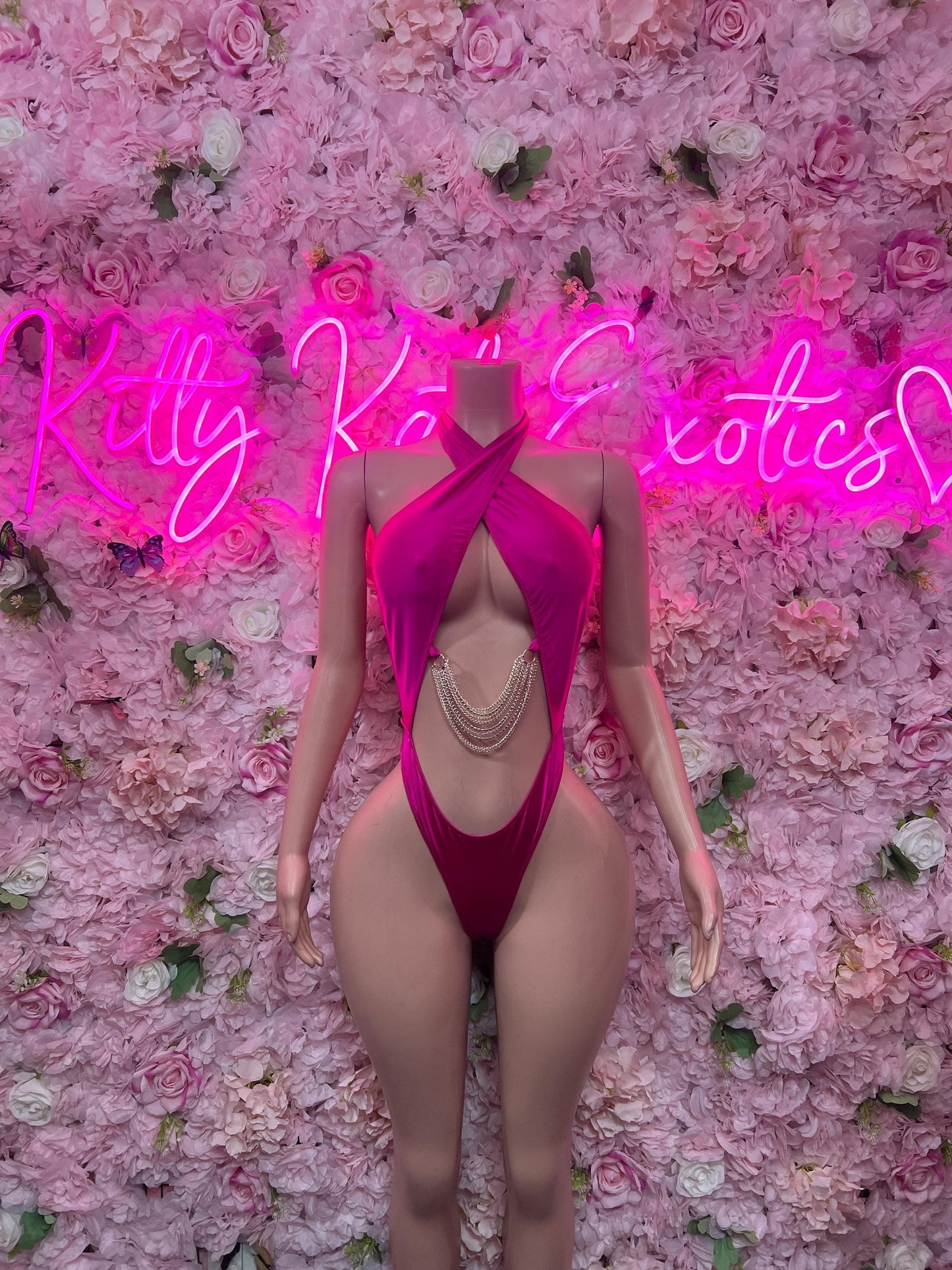 Rave Outfit One Piece Pink Bodysuit -  Exotic Dancewear  Elegant and Sexy for Performers, Events, or Special Occasions