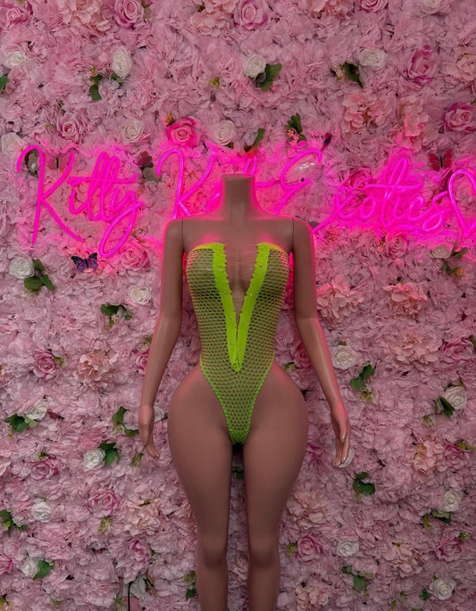 St Patricks Day One Piece Green Bodysuit -  Exotic Dancewear  Elegant and Sexy for Performers, Events, or Special Occasions