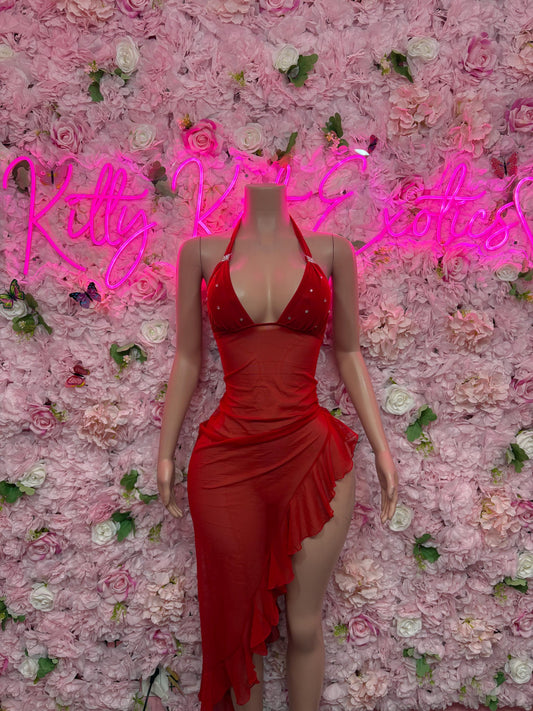 Exotic Dancewear Burgundy Gown  Clubwear, Rave Outfit, Exotic Dancewear, Festival Outfit, Bottlegirl & Waitress Uniform