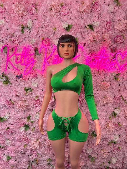 St Patricks Day Green Bottlegirl One Piece, Bodysuit -  Exotic Dancewear, Bartender Sexy for Performers, Events, or Special Occasions