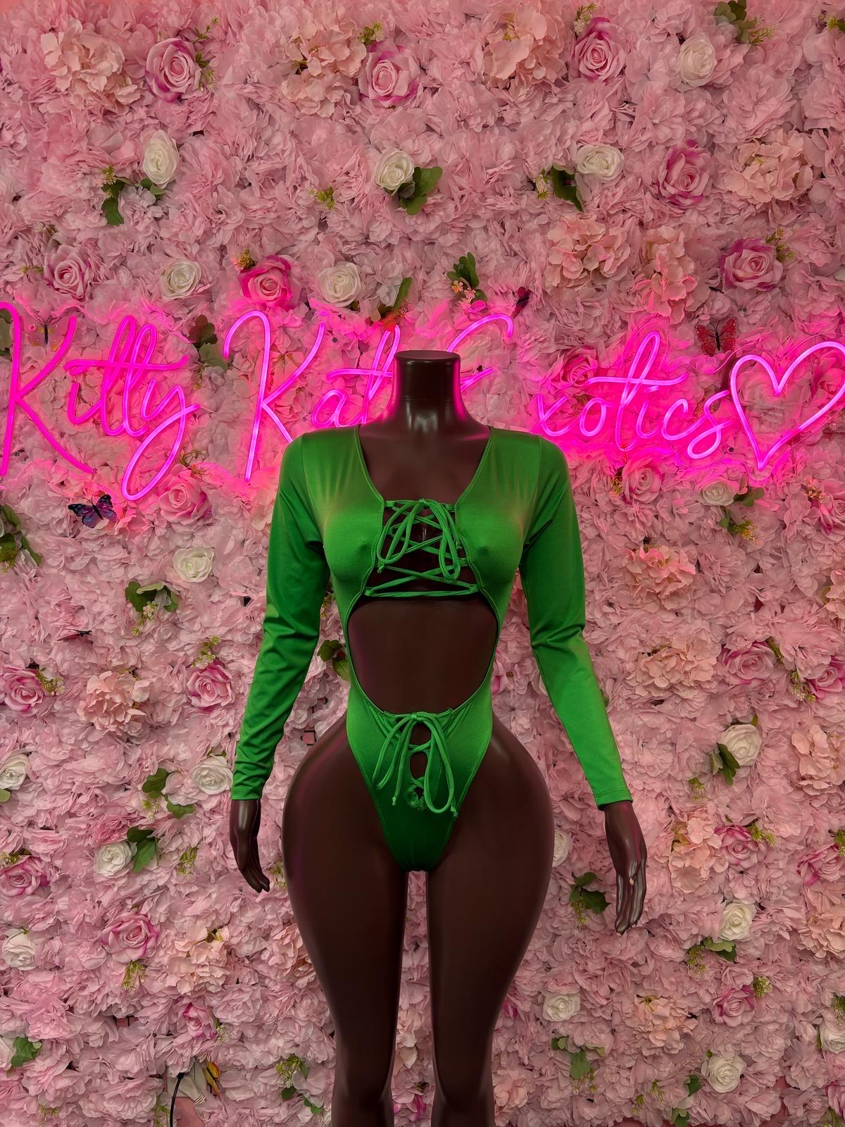 St Patricks Day Green Bottlegirl One Piece, Bodysuit -  Exotic Dancewear, Bartender Sexy for Performers, Events, or Special Occasions