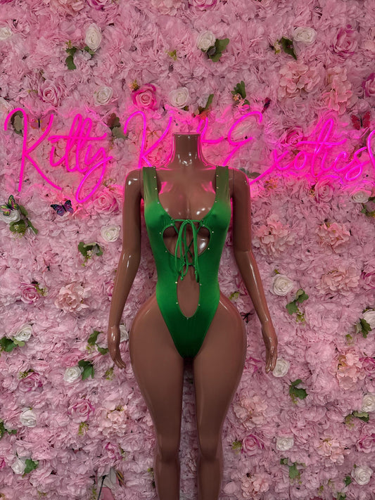 St Patricks Day Green Bottlegirl One Piece, Bodysuit -  Exotic Dancewear, Bartender Sexy for Performers, Events, or Special Occasions