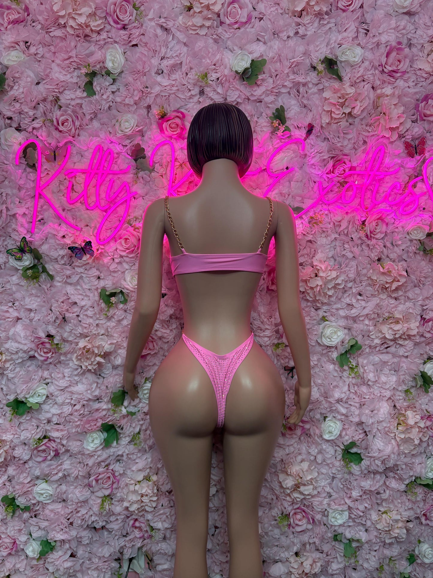 Rave Bodysuit Pink Rhinestone -  Exotic Dancewear, Bartender Sexy for Performers, Events, or Special Occasions