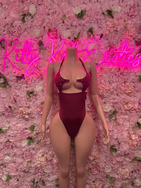 Rave Outfit One Piece Burgundy Bodysuit  Perfect for Evening, Party, or Formal Wear | Bold and Stylish Women's Fashion