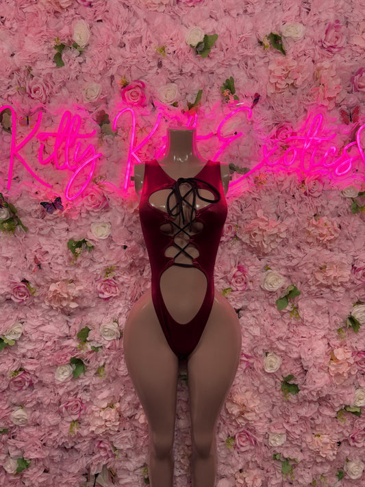 Custom Bottlegirl Outfit One Piece Burgundy Metallic Bodysuit -  Exotic Dancewear, Bartender Sexy for Performers, Events