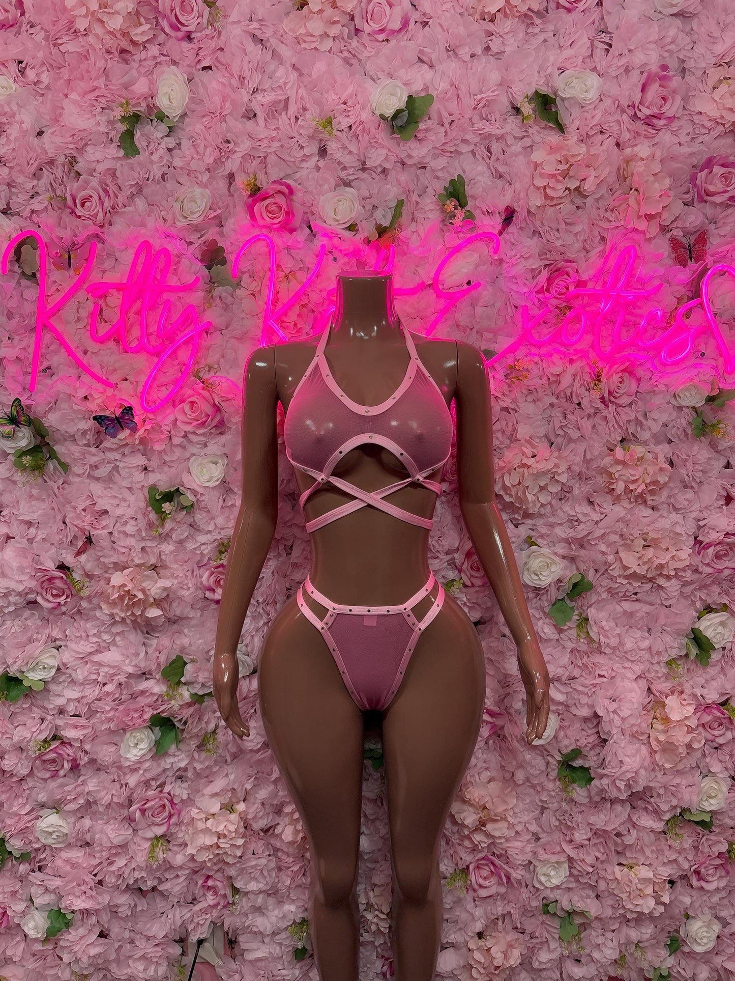 Summer Two Piece Pink Bikini Mesh Ravewear Festival wear Beach wear