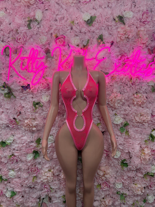 Rave Outfit One Piece Pink -  Elegant and Sexy Evening Dress for Performers, Events, or Special Occasions