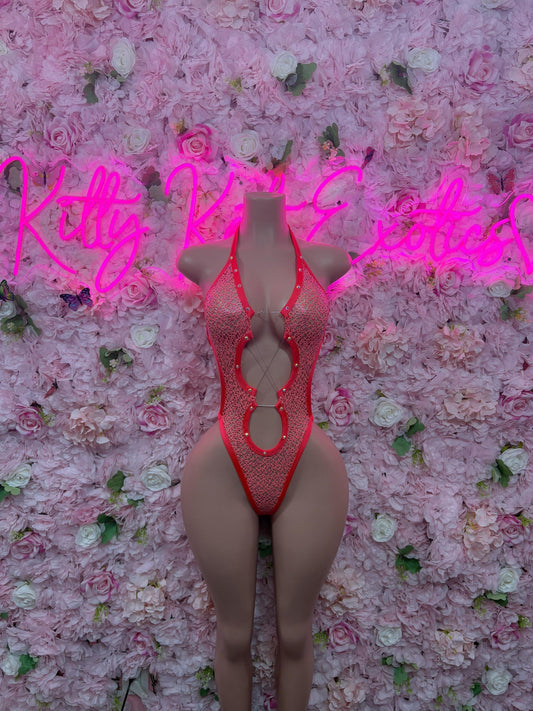 Rave Outfit One Piece Red -  Elegant and Sexy Evening Dress for Performers, Events, or Special Rave Outfit One Piece Pink -