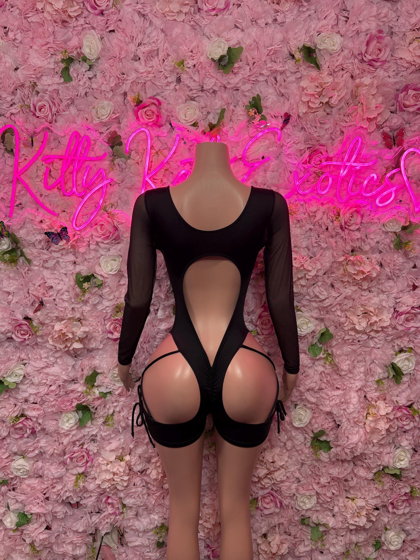 Bottlegirl Bartender Outfit One Piece Black Metallic Bodysuit -  Exotic Dancewear, Bartender