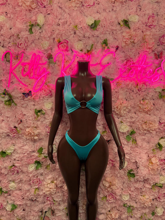 Exotic Dancewear Turquoise Two Piece  Bodysuit  Perfect for Evening, Party, or Formal Wear | Bold and Stylish Women's Fashion