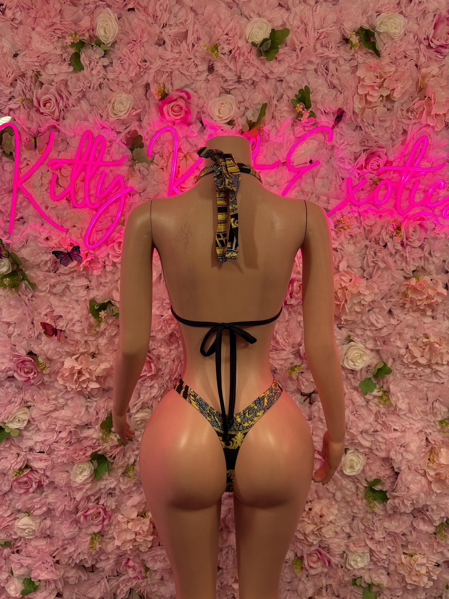 Exotic Dancewear Black Gold Two-Piece Bodysuit Set  Stripper Outfit, Clubwear, Rave & Performance Costume