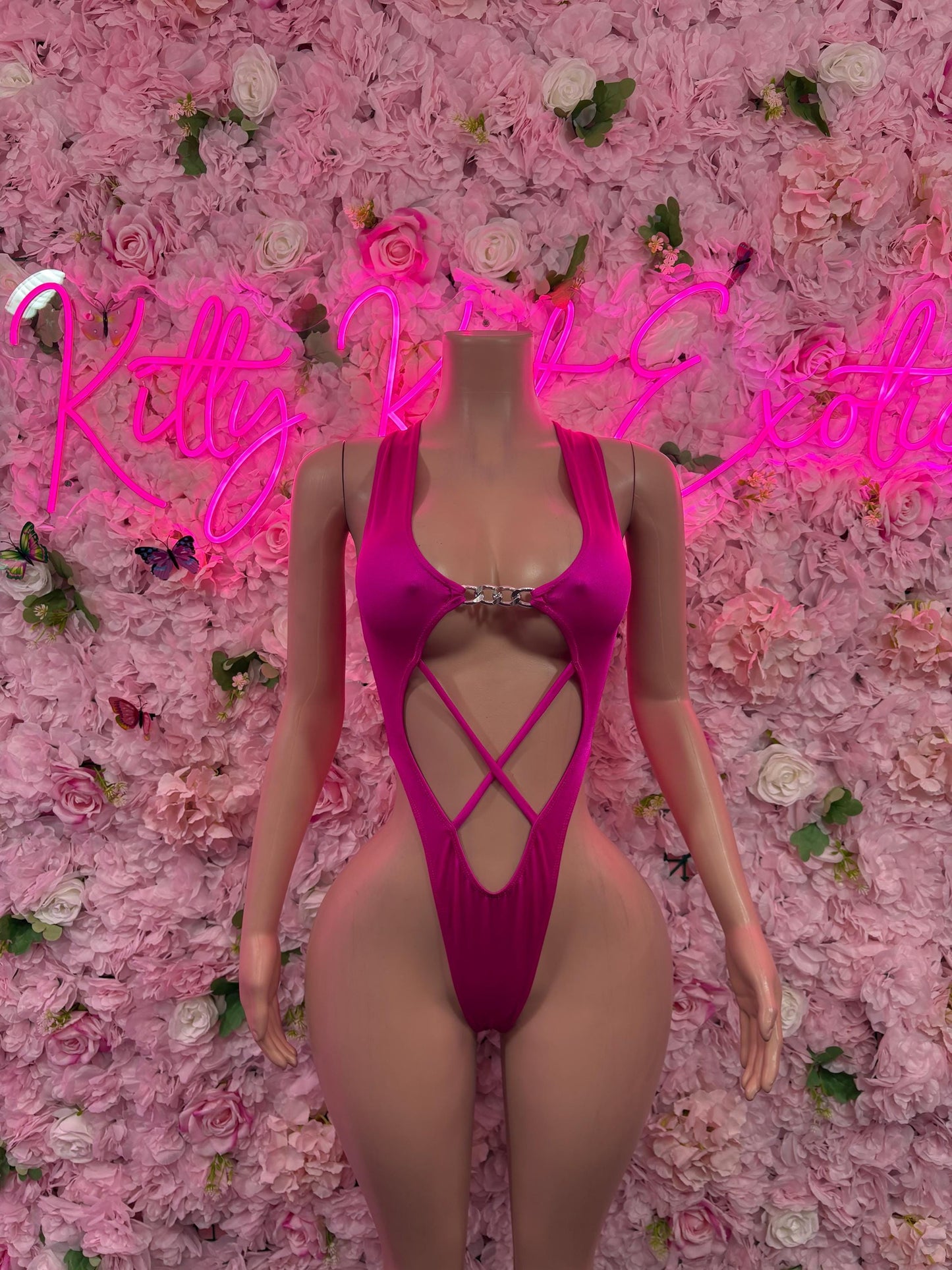 Rave Outfit Pink One-Piece Bodysuit Set  Stripper Outfit, Clubwear, Rave & Performance Costume