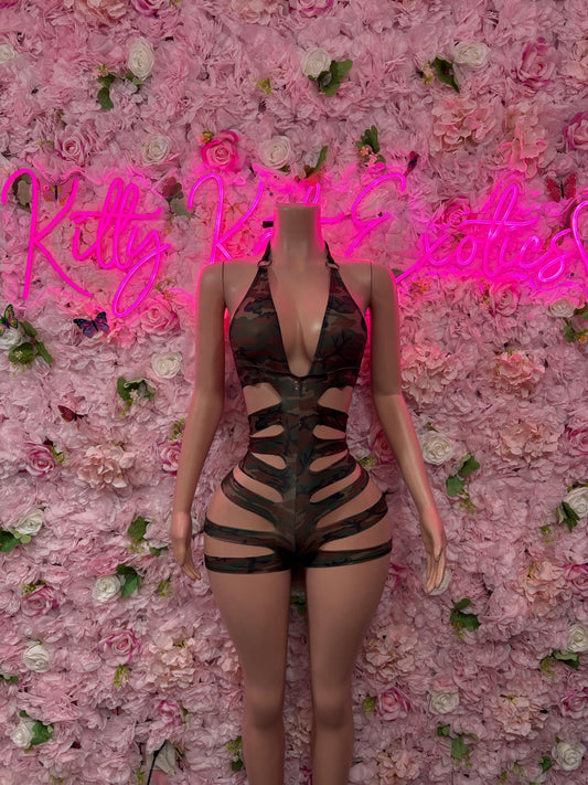 Exotic Dancewear One Piece Camo Print Bodysuit - Dancewear, Sexy for Performers, Events, or Special Occasions