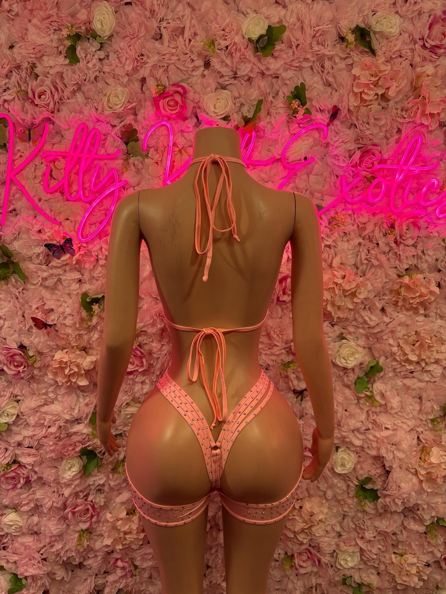 Exotic Dancewear One-Piece Pink Rhinestone Bodysuit    Bartender  | Exotic Dancewear Festival wear Rave Outfit