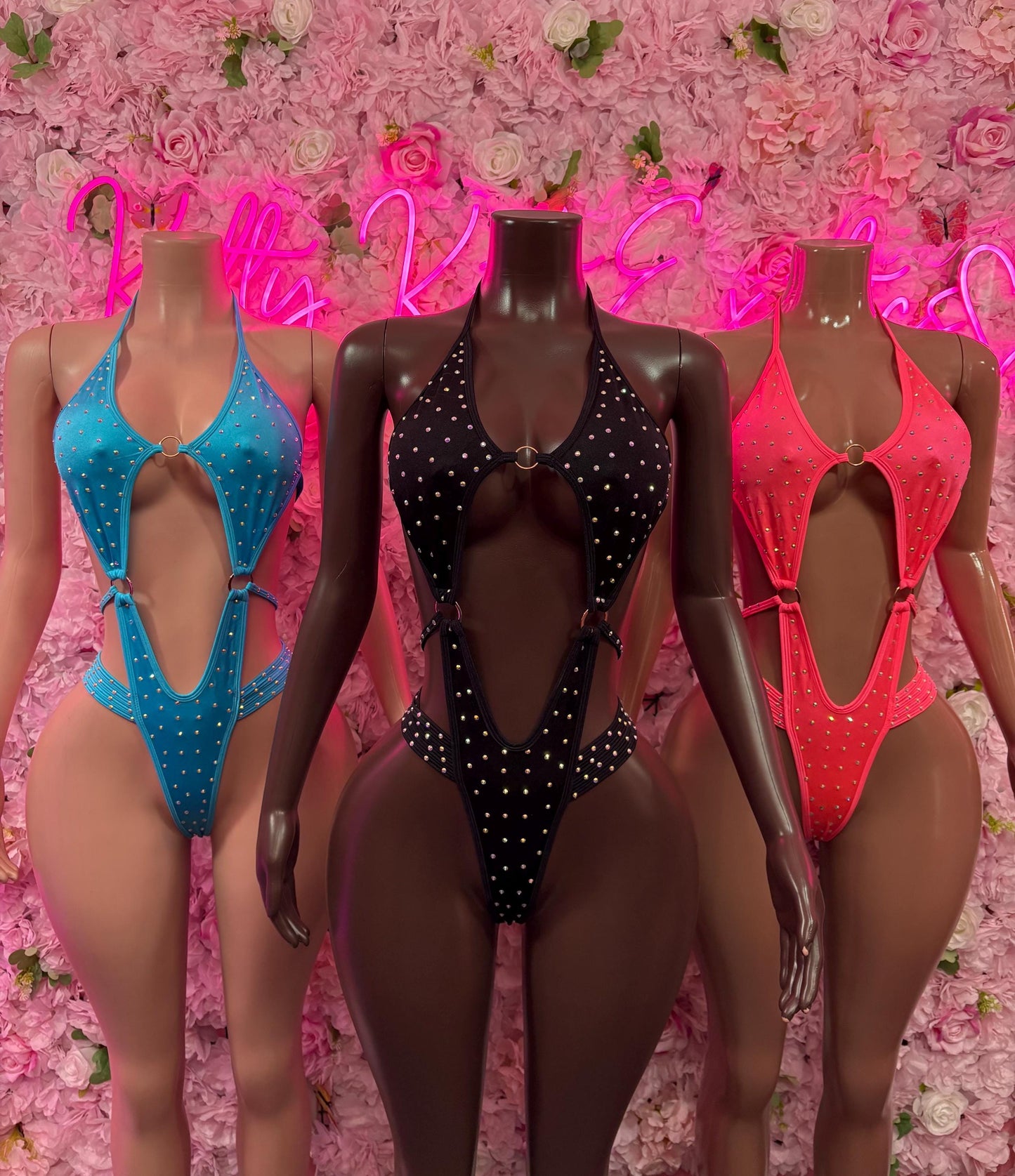 Rave Oufit One-Piece Coral Rhinestone Bodysuit    Bartender  | Exotic Dancewear Festival wear Rave Outfit