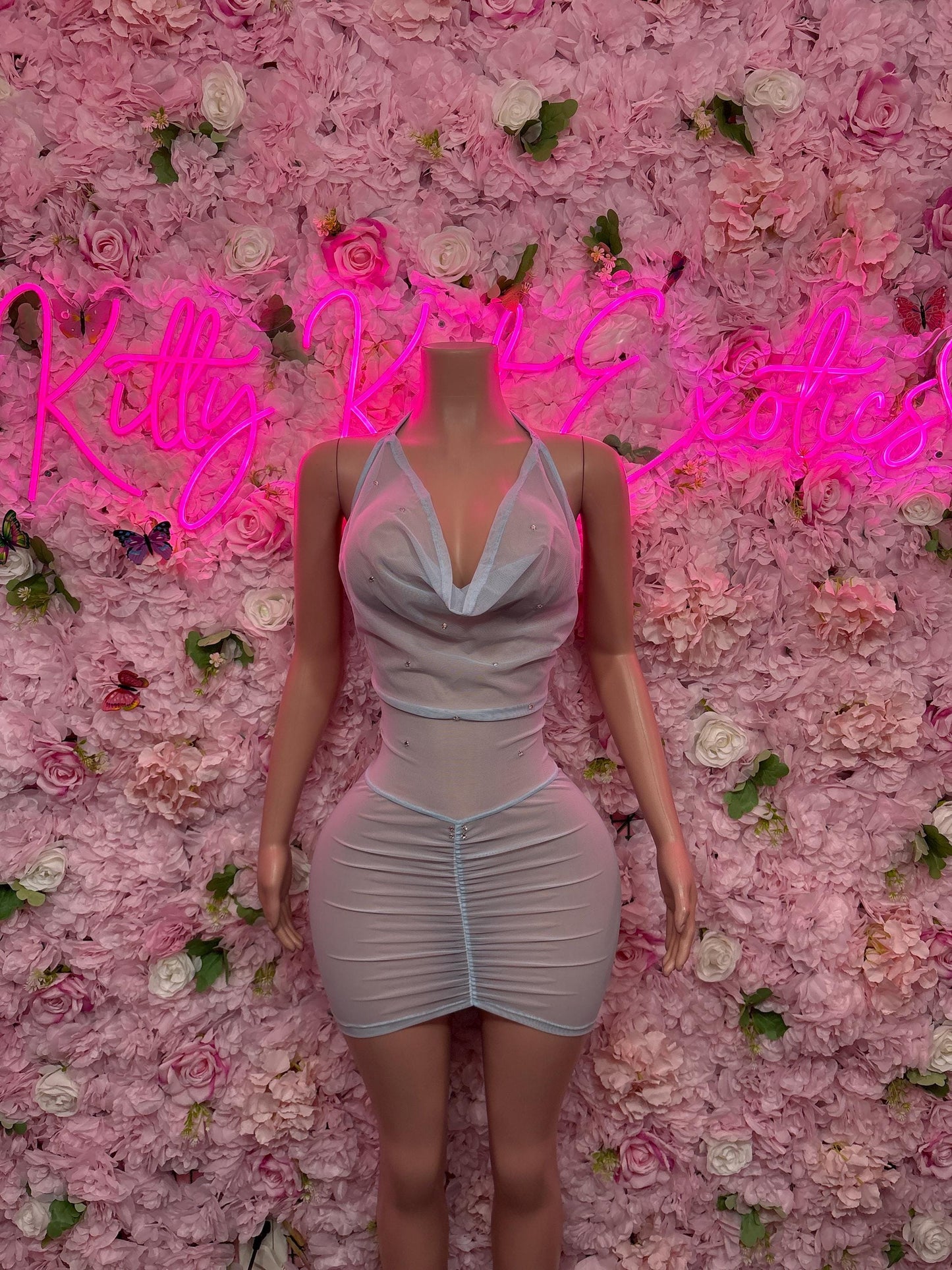 Exotic Dancewear Mesh Dress Blue  Clubwear, Rave Outfit, Exotic Dancewear, Festival Outfit, Bottlegirl & Waitress Uniform