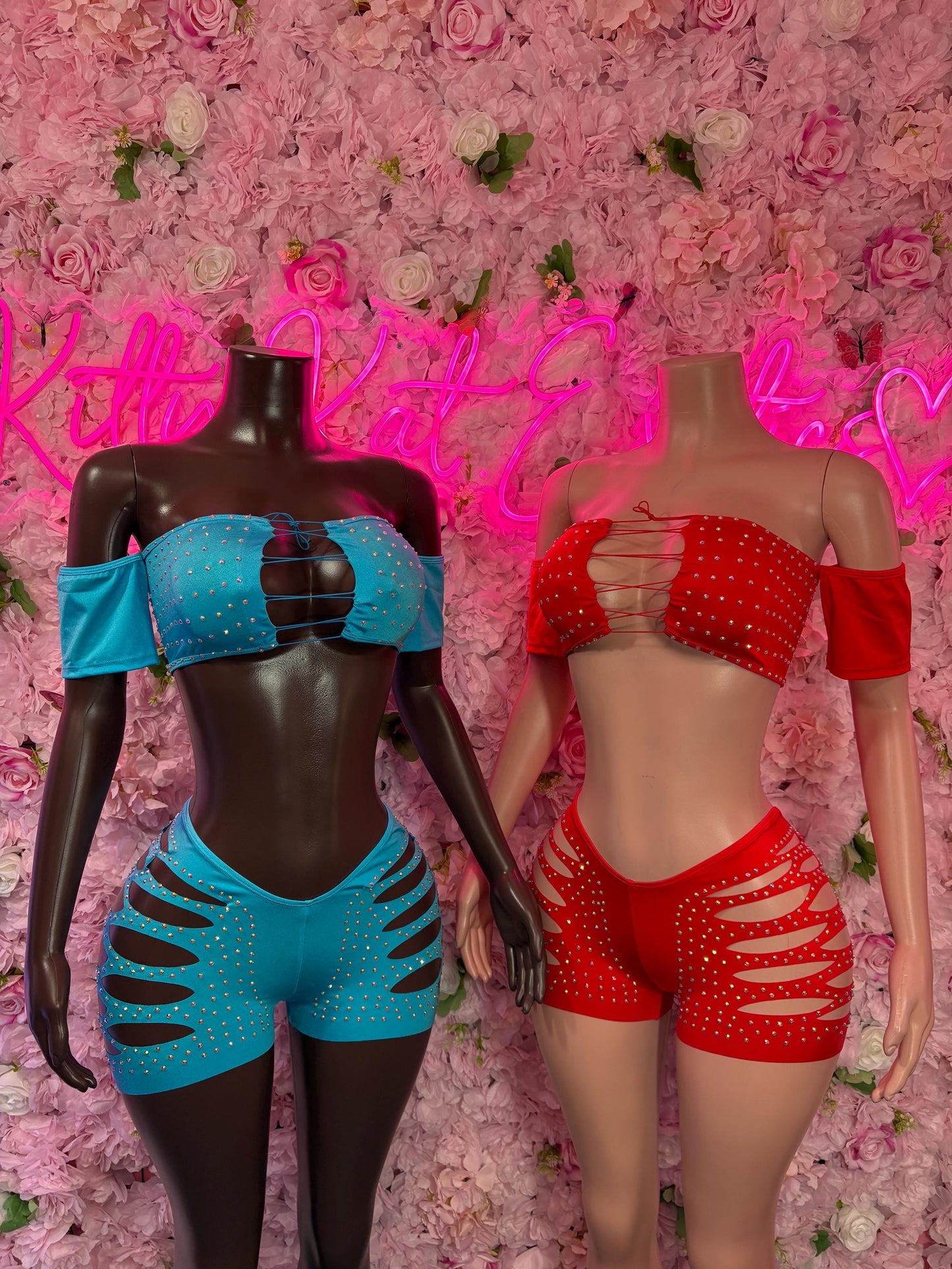 Coachella Outfit Two-Piece Blue Rhinestone Bodysuit    Bartender  | Exotic Dancewear Festival wear Rave Outfit