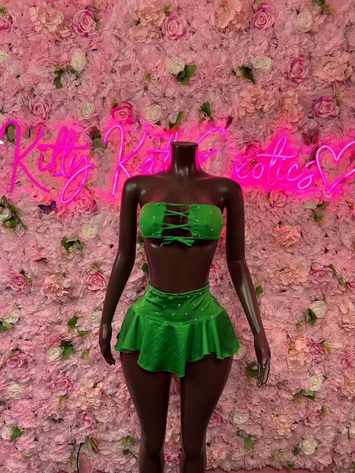 St Patricks Day Green Skirt Set , Bodysuit -  Exotic Dancewear, Bartender Sexy for Performers, Events, or Special Occasions