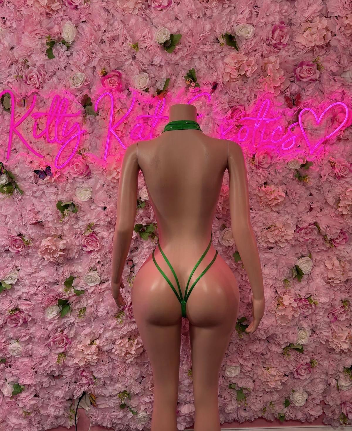 St Patricks Day Green One Piece, Slingshot -  Exotic Dancewear, Bartender Sexy for Performers, Events, or Special Occasions