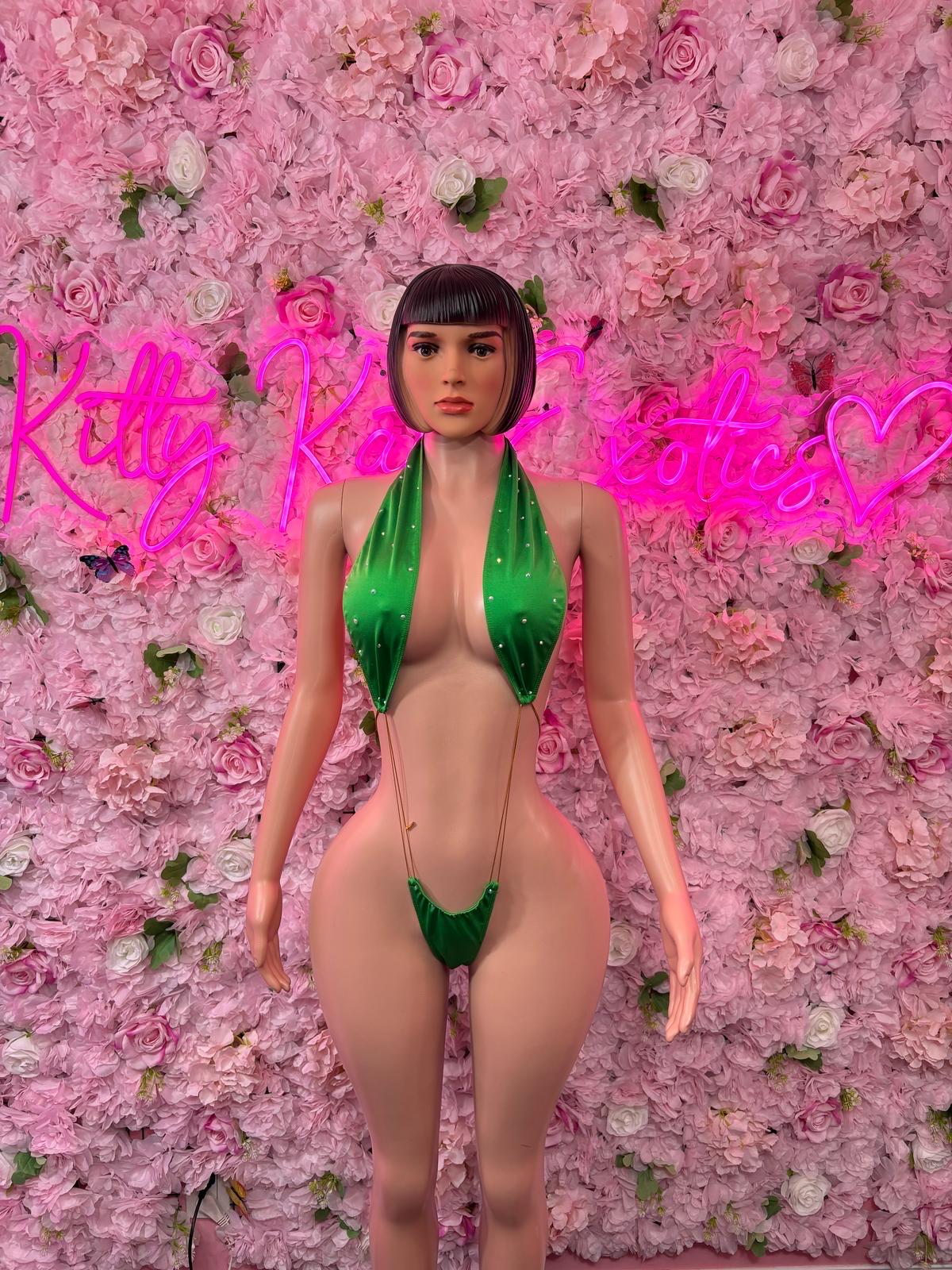St Patricks Day Green One Piece, Slingshot -  Exotic Dancewear, Bartender Sexy for Performers, Events, or Special Occasions