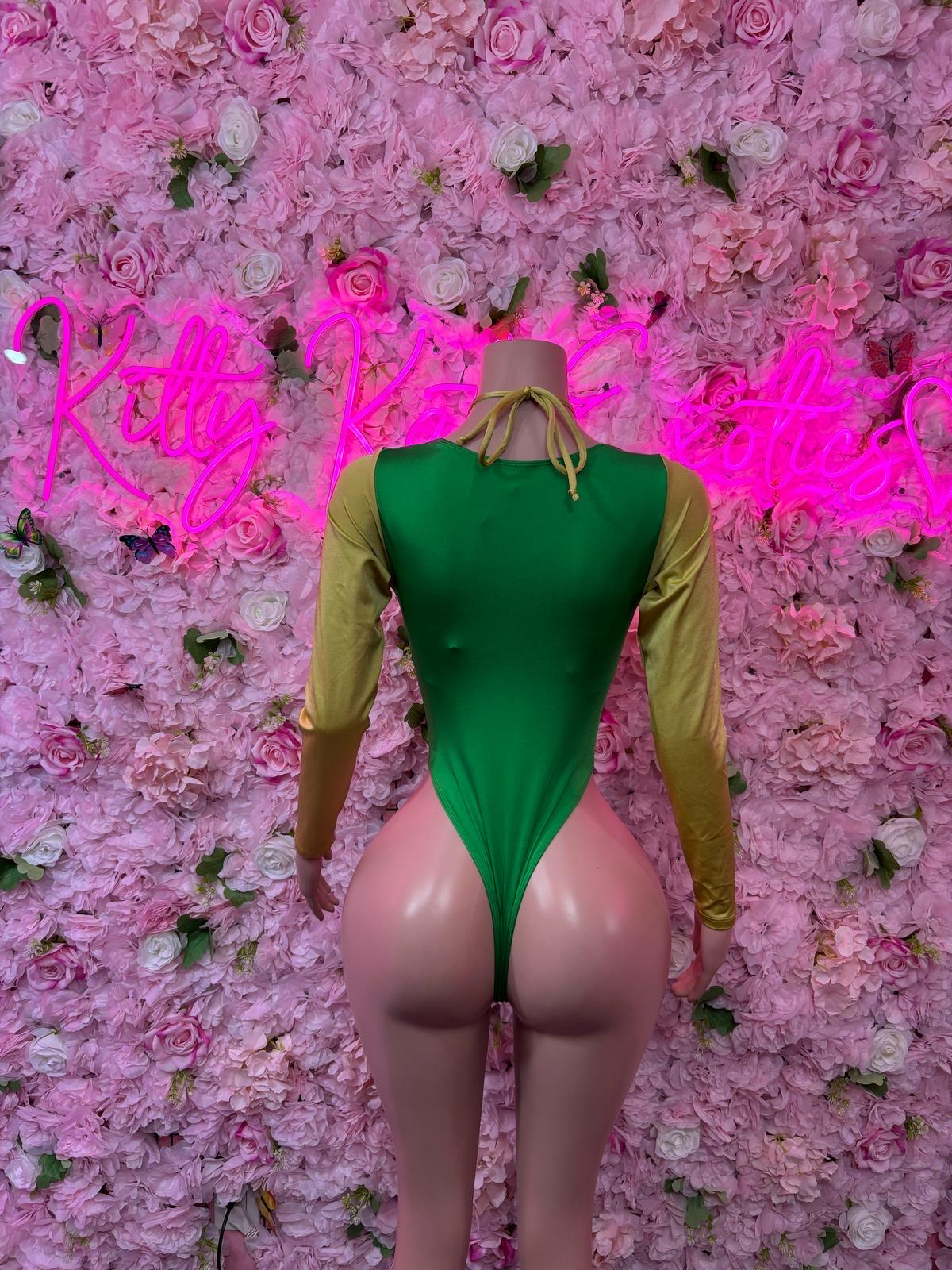 St Patricks Day Green Bottlegirl One Piece, Bodysuit -  Exotic Dancewear, Bartender Sexy for Performers, Events, or Special Occasions