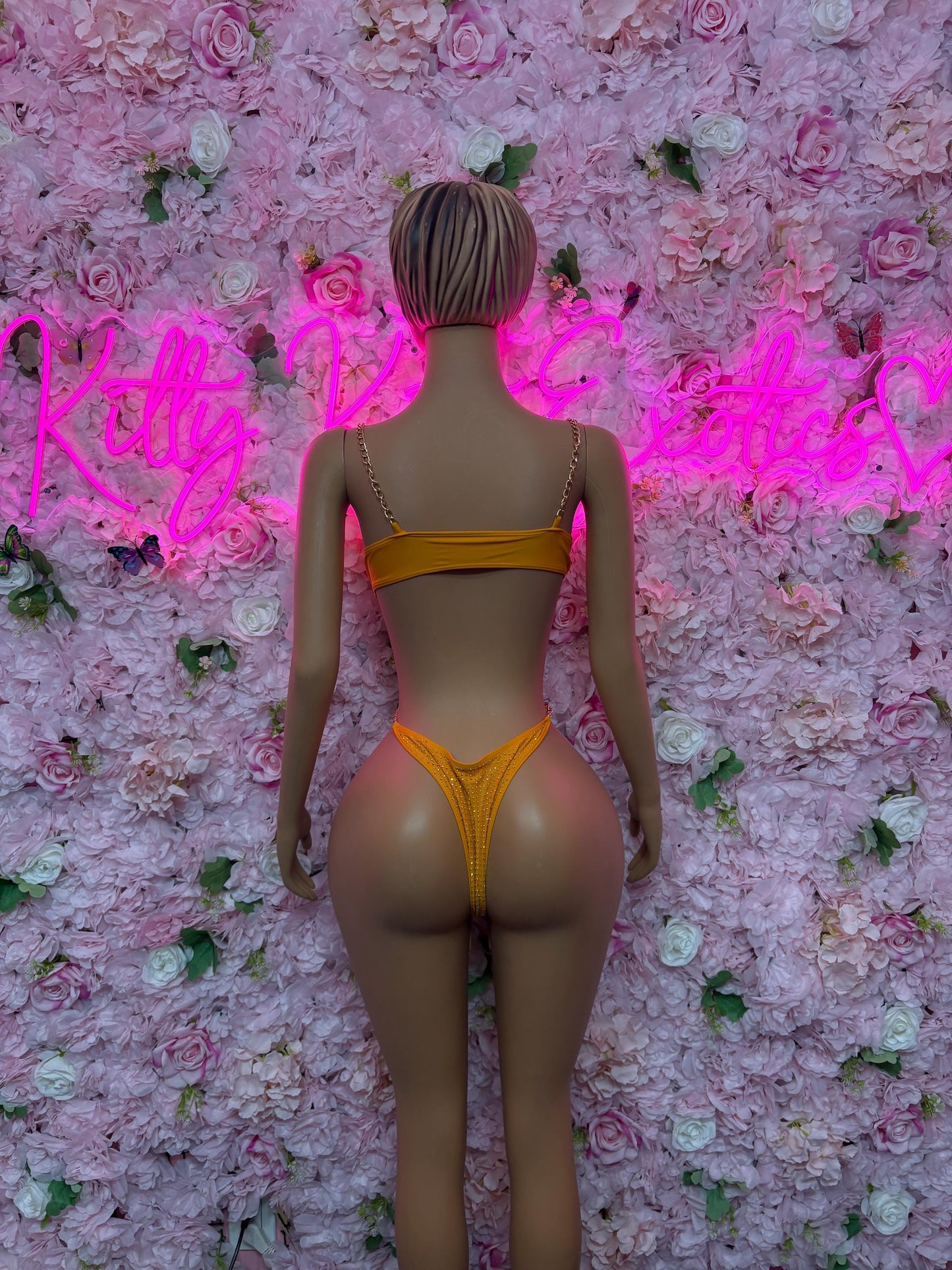 Rave Bodysuit Orange Rhinestone -  Exotic Dancewear, Bartender Sexy for Performers, Events, or Special Occasions