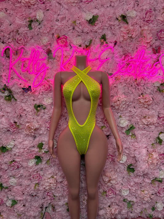 RaveOutfit One-Piece Yellow Bodysuit | Exotic Dancewear for Performers, Raves, & Festival Clothing