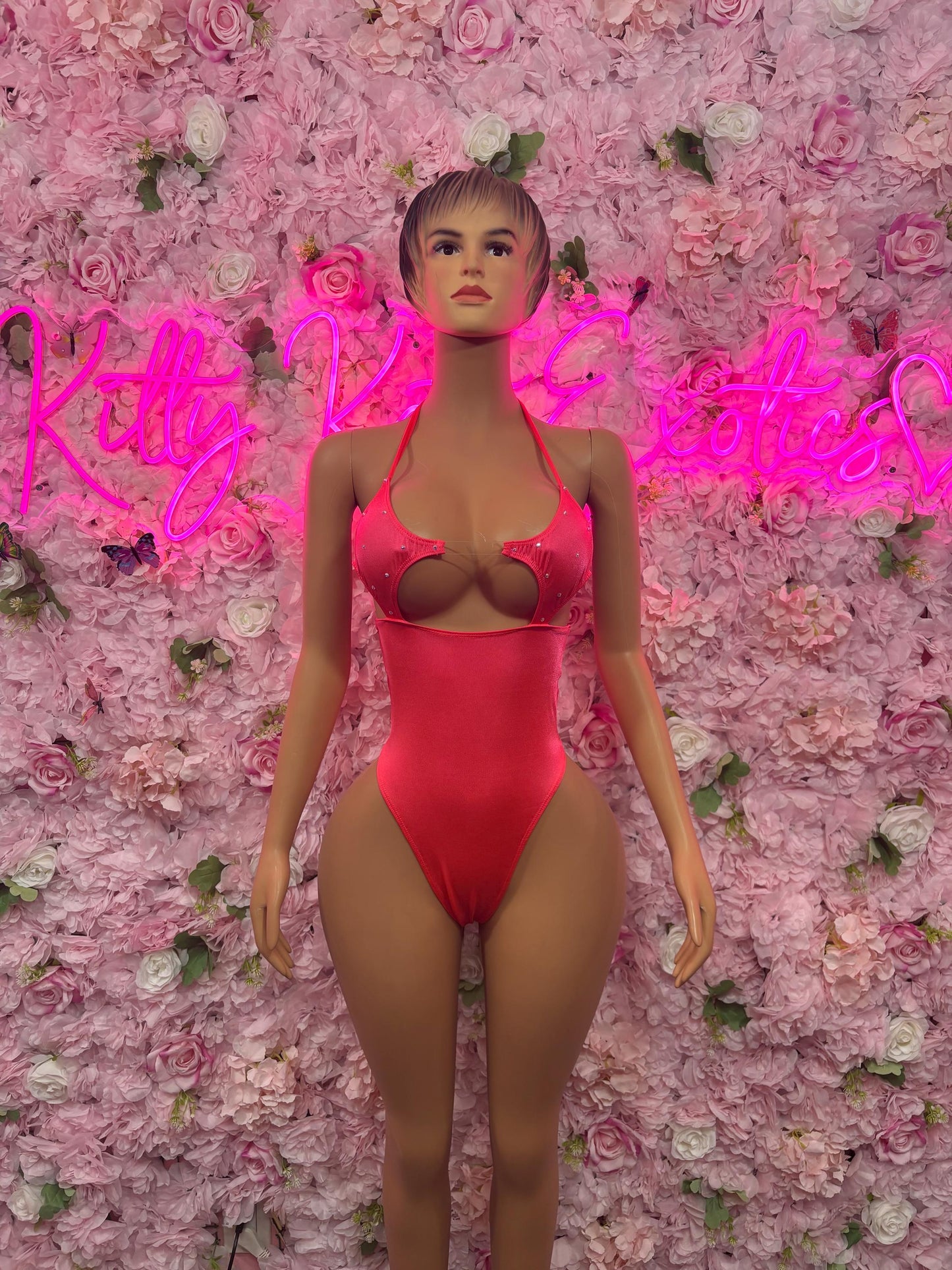 Rave Outfit One Piece Coral Bodysuit  Perfect for Evening, Party, or Formal Wear | Bold and Stylish Women's Fashion