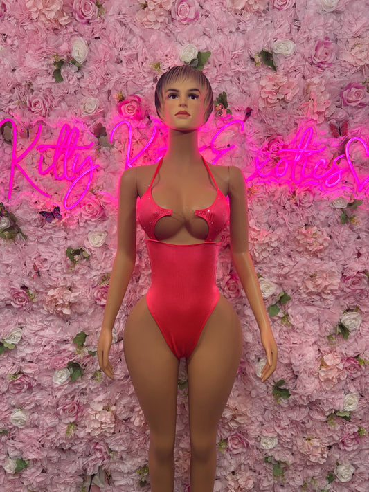 Rave Outfit One Piece Coral Bodysuit  Perfect for Evening, Party, or Formal Wear | Bold and Stylish Women's Fashion