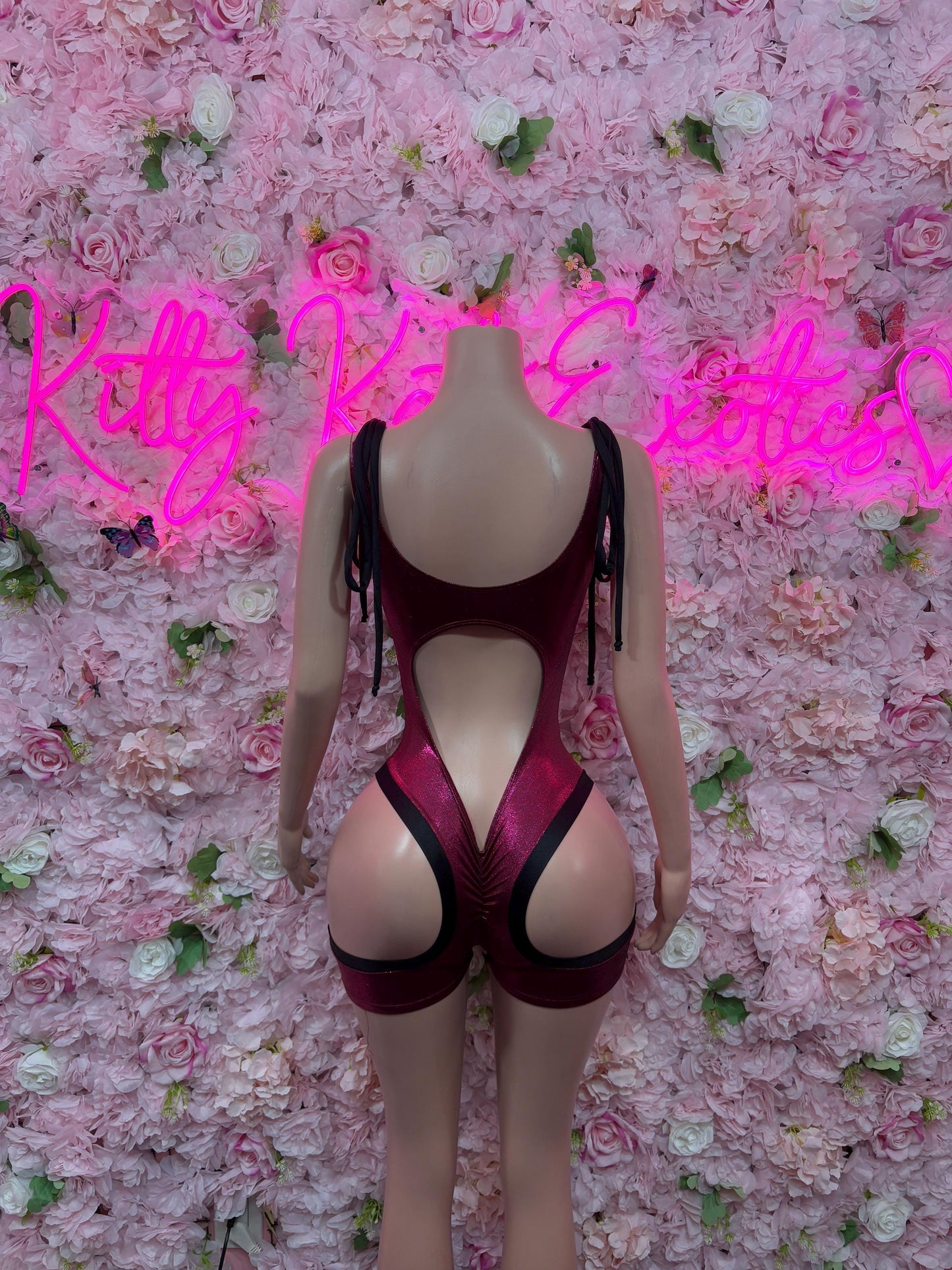 Custom Bottlegirl Outfit One Piece Burgundy Bodysuit -  Exotic Dancewear, Bartender Sexy for Performers, Events, or Special Occasions