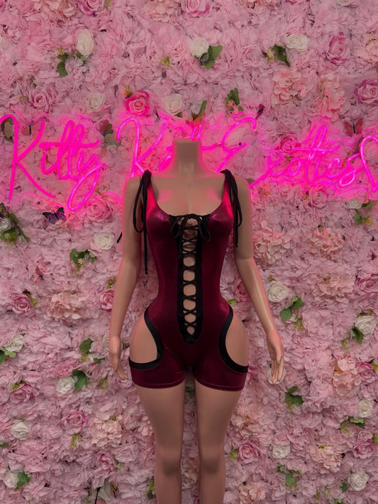 Custom Bottlegirl Outfit One Piece Burgundy Bodysuit -  Exotic Dancewear, Bartender Sexy for Performers, Events, or Special Occasions