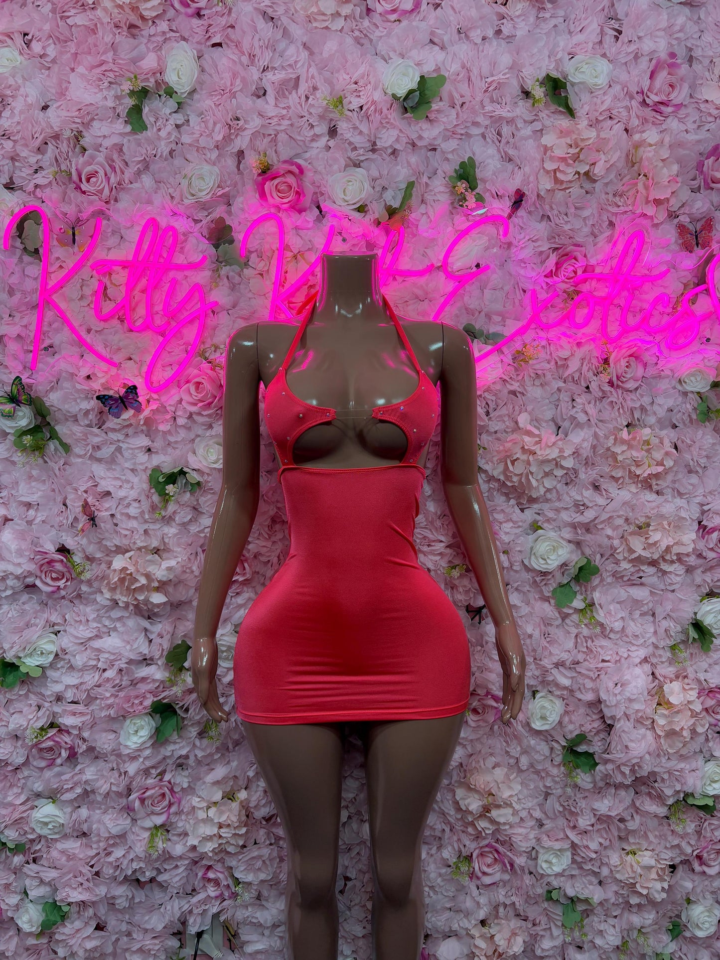 Exotic Dancewear Coral Dress  Perfect for Evening, Party, or Formal Wear | Bold and Stylish Women's Fashion