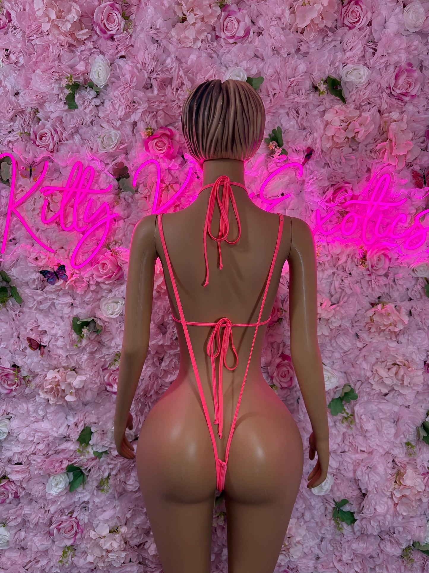 Coachella One-Piece Coral Rhinestone Slingshot    Bartender  | Exotic Dancewear Festival wear Rave Outfit