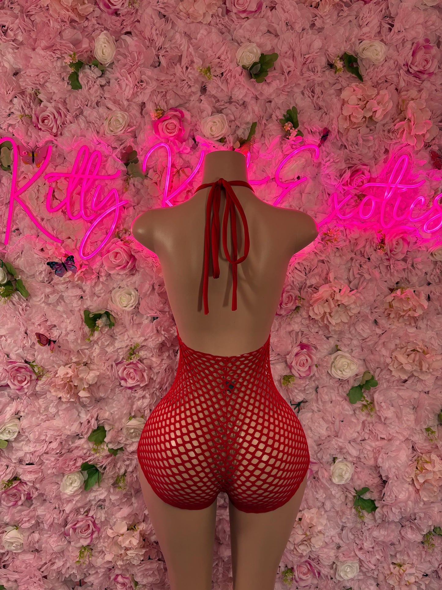 Rave Outfit    One Piece Red Fishnet Bodysuit for Party, Parade, or Beach  Mexico Colors Festival Wear