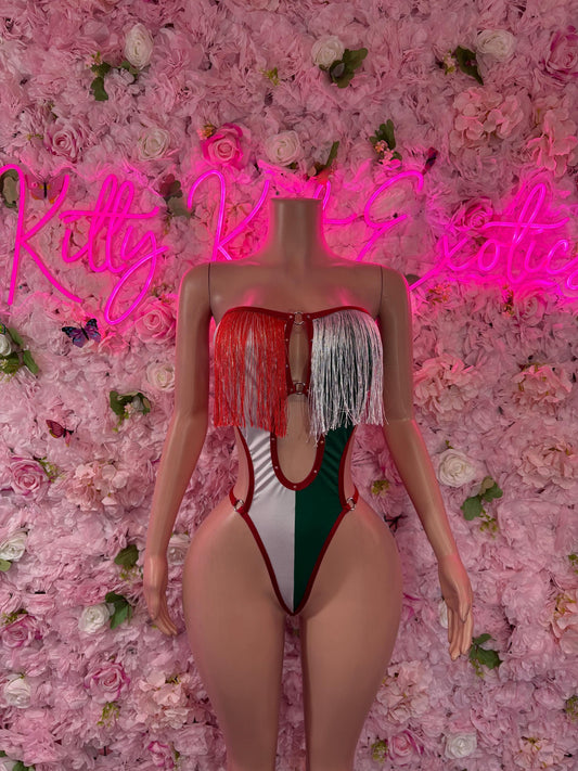 Cinco De Mayo Mexican Flag  Festive One Piece Swimsuit Outfit for Party, Parade, or Beach  Mexico Colors Patriotic Festival