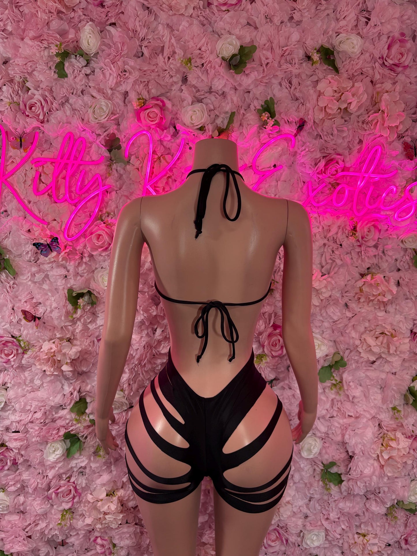 Bottlegirl One Piece Black Bodysuit -  Exotic Dancewear  Elegant and Sexy Evening Dress for Performers, Events, or Special Occasions